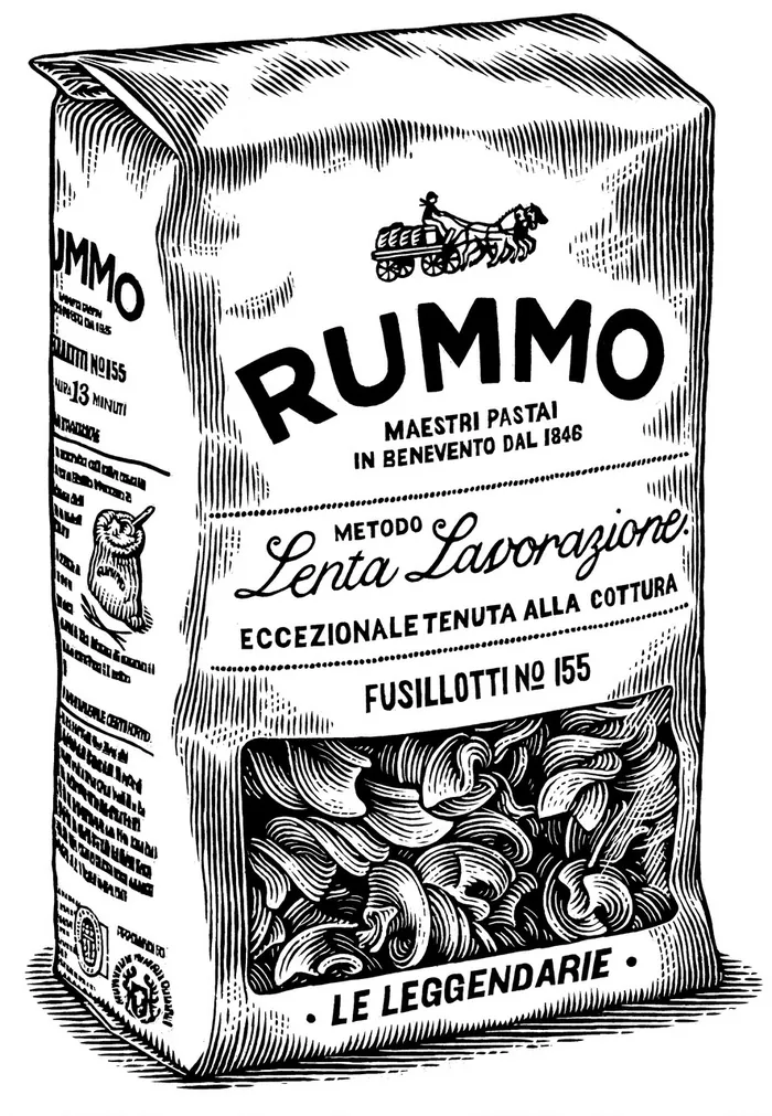 Rummo Fusillottini pasta package with Italian text