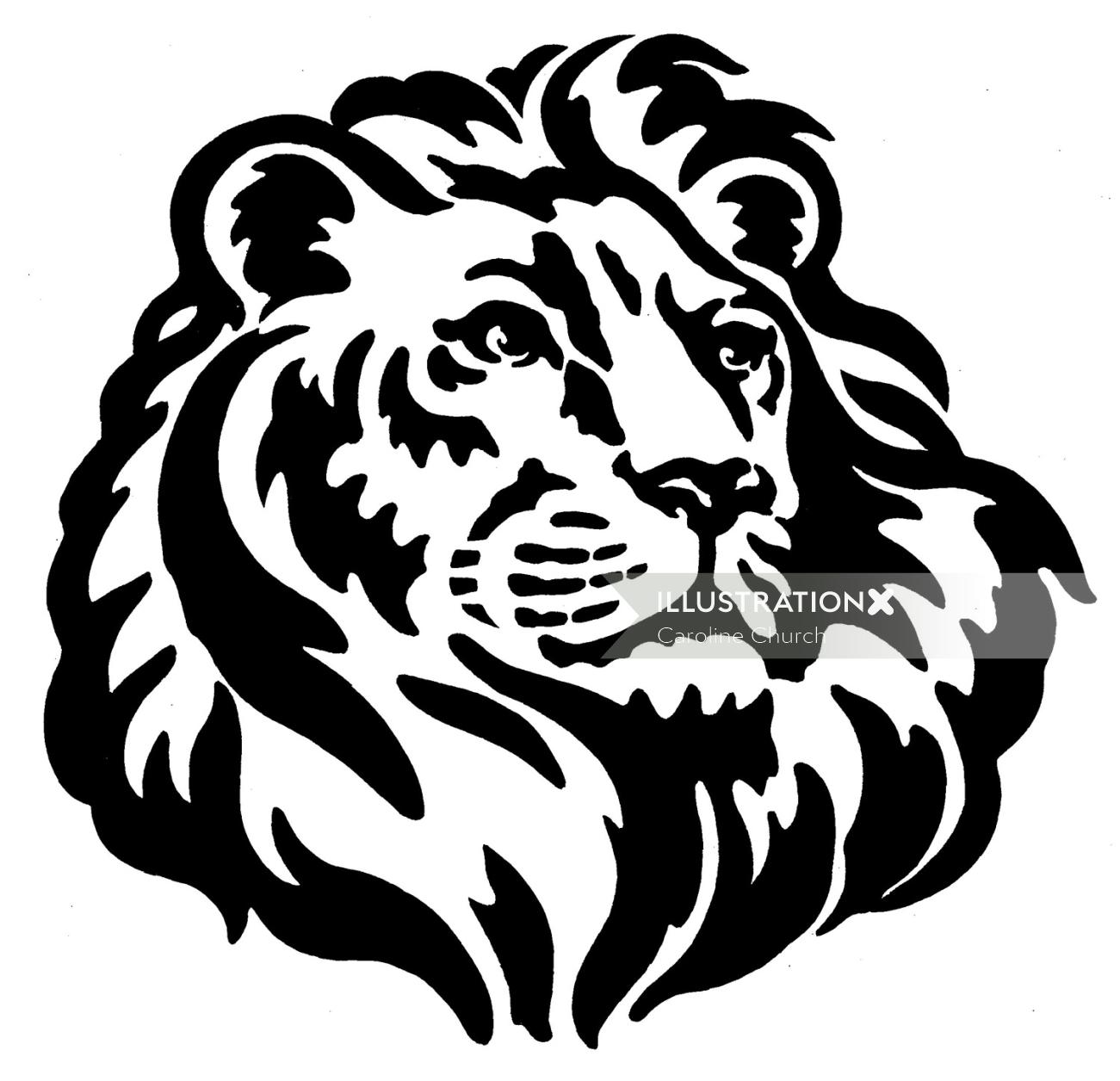 Black and white lion art