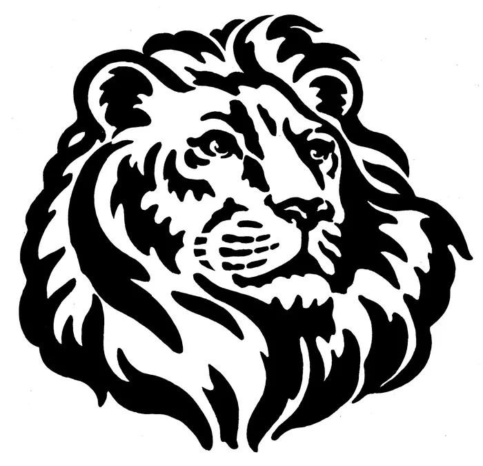 Black and white lion art