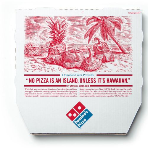 Typography Dominos Pizza box cover
