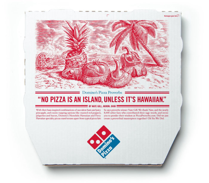 Typography Dominos Pizza box cover
