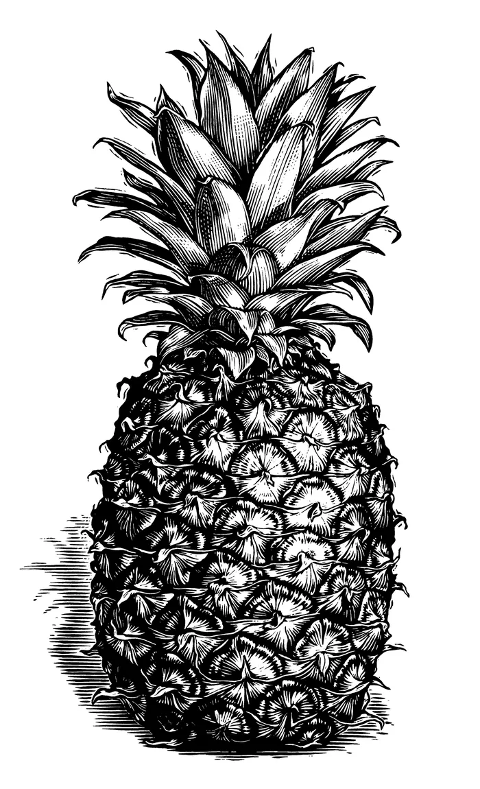 Pineapple black and white illustration