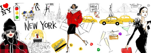 An illustration of fashion lady with shopping bags
