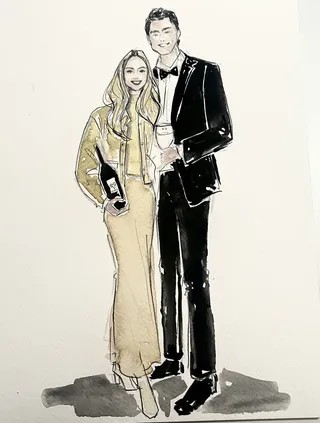 Couple sketch created during live event