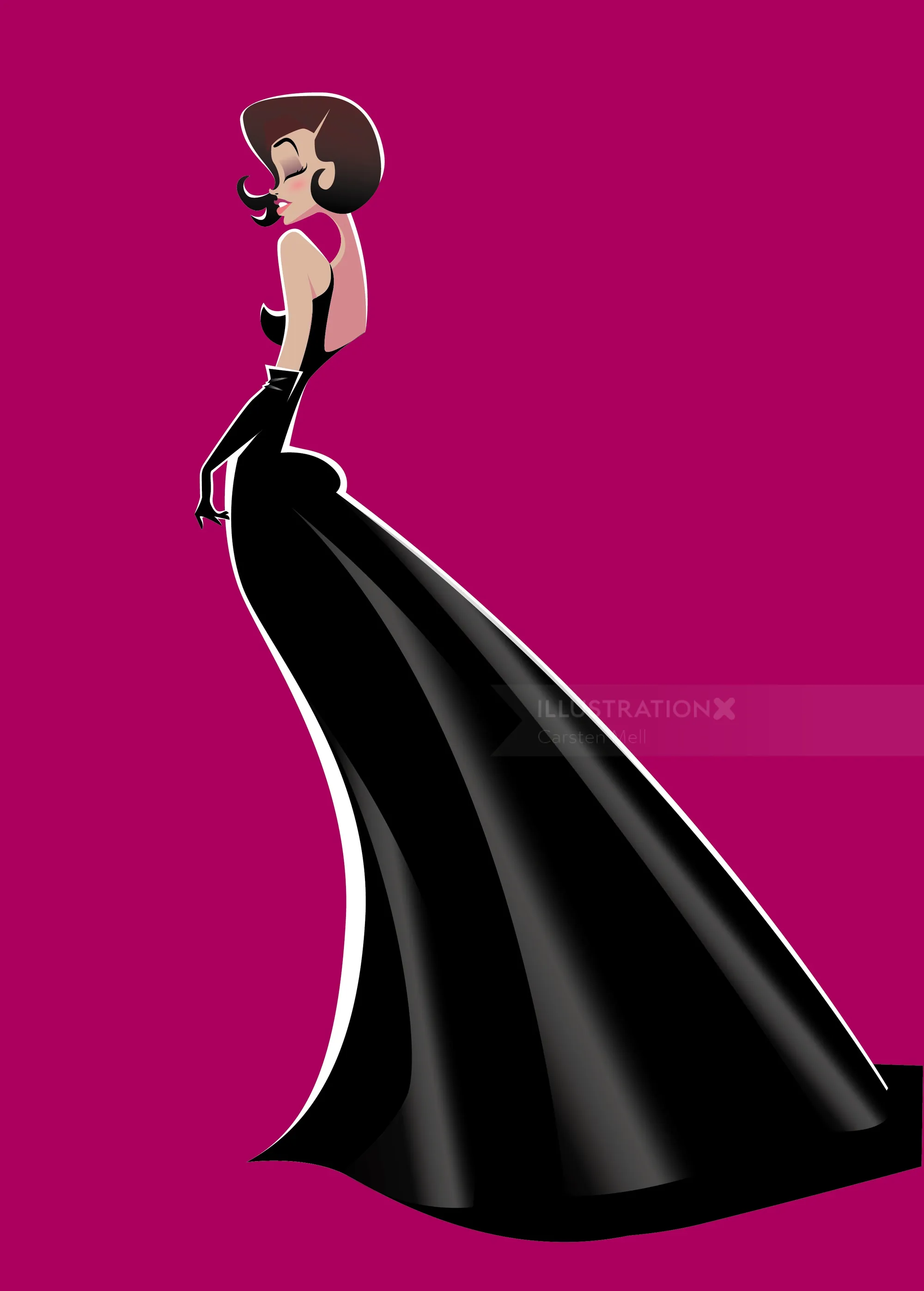 Stylized woman in a long black dress by Carsten Mell