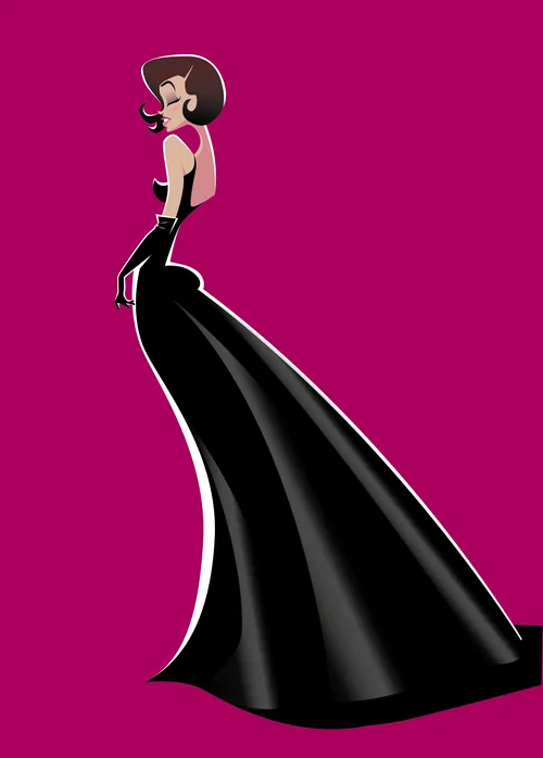 Stylized woman in a long black dress by Carsten Mell