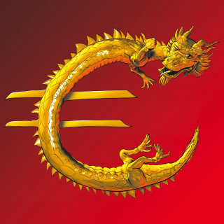 Dragón con forma de signo de euro
