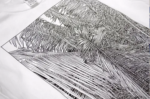Black & White line art of Palm tree leaves