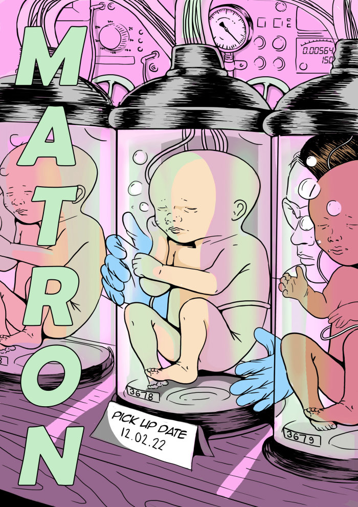 Graphic baby in jars
