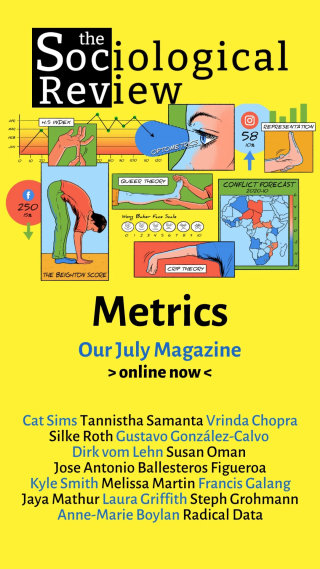 Arte da capa da Metrics para a Sociological Review de julho de 2022