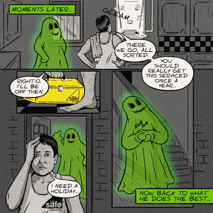 História em quadrinhos de Halloween encomendada pelo Gas Safe Register