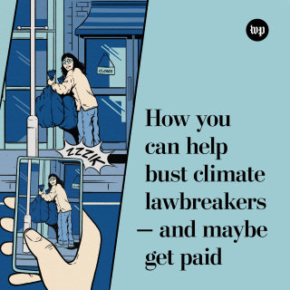 気候変動法違反者を摘発する漫画