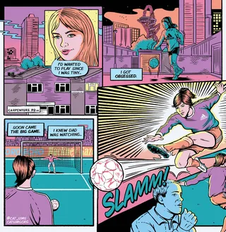 Comic football-themed mural design for Adidas store