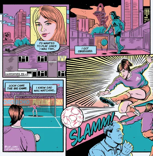 Comic football-themed mural design for Adidas store