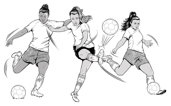 Illustration of Nikita Parris, Ella Toone and Georgia Stanway for Puffin Books