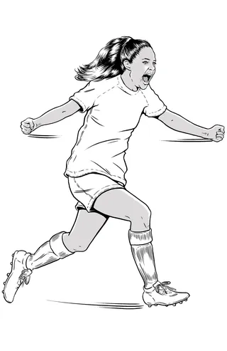 Black and white design of a female footballer