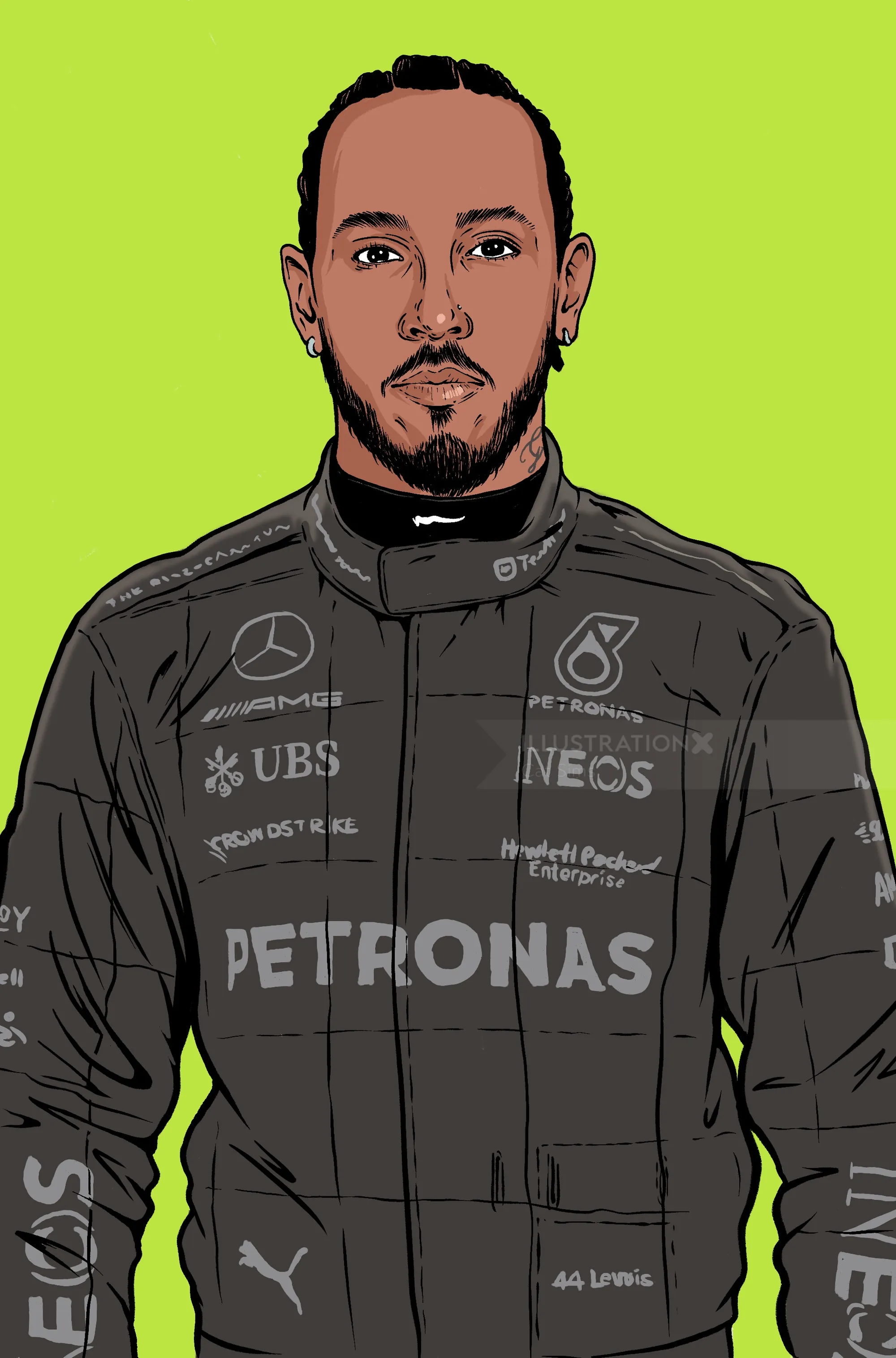 Portraiture of British race car driver, Lewis Hamilton