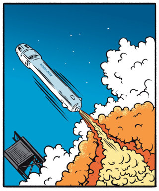 Arte conceptual del cohete espacial Blue Origin para Spear&#39;s Magazine