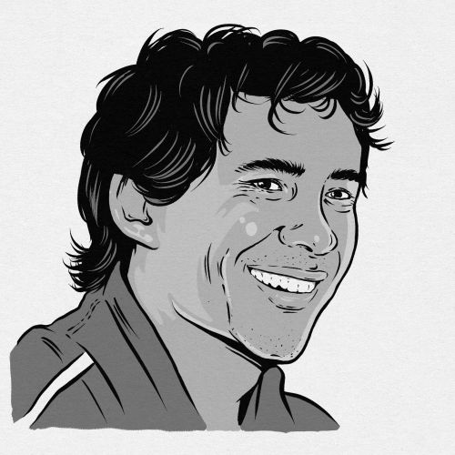 Pan Macmillan commissioned black and white Ayrton Senna portrait