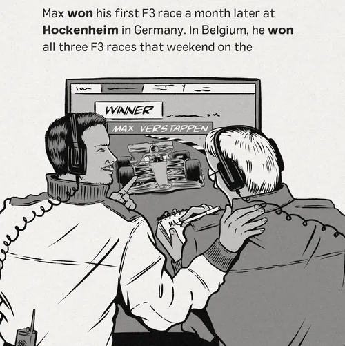 Two men watching Max Verstappen race win on TV