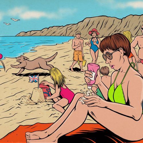 British coastal scene on a bank holiday weekend