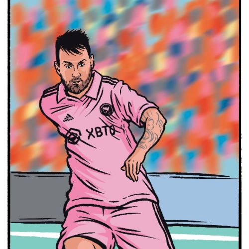 Vibrant drawing of Lionel Messi for Spear's Magazine