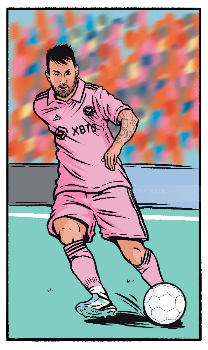 Vibrant drawing of Lionel Messi for Spear's Magazine