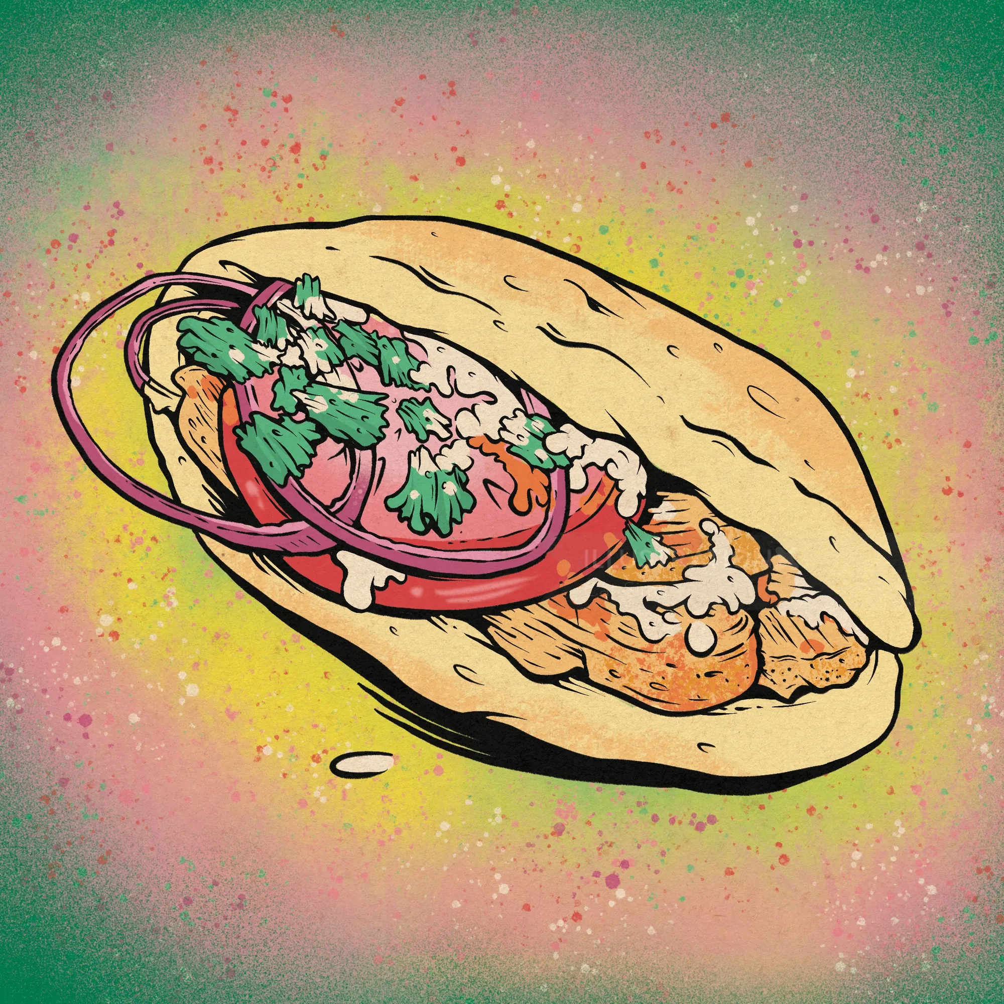 Pop style artwork of Döner Kebab