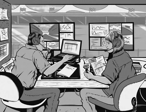 Character design of F1 racing commentators