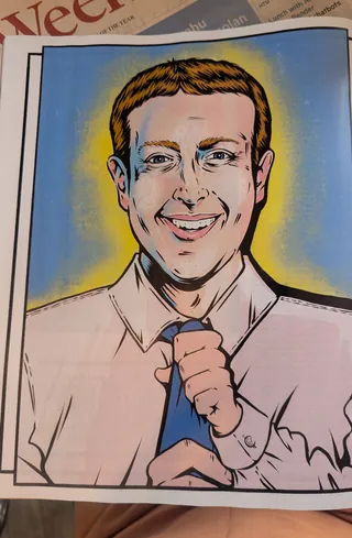 Illustration of a smiling man adjusting his tie