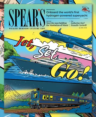 Illustration of a train and airplane with Jet Set Go! text