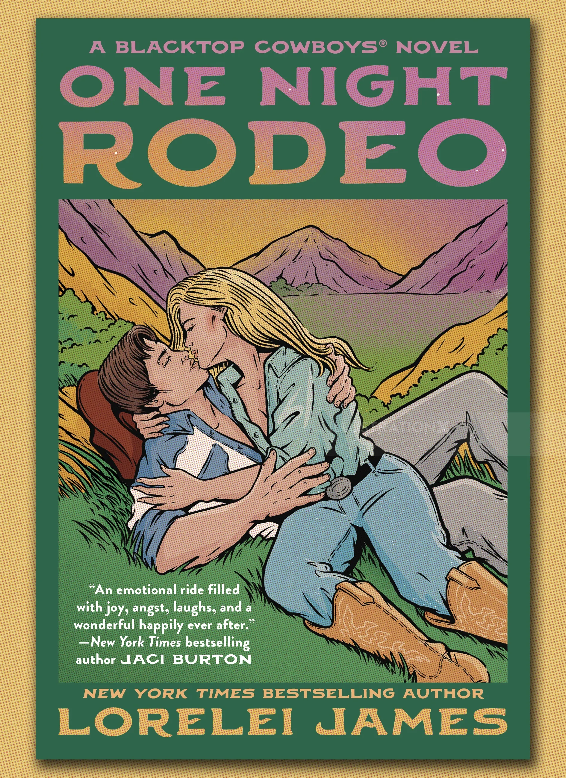 Romantic couple embracing outdoors with mountains, book cover by Cat Sims