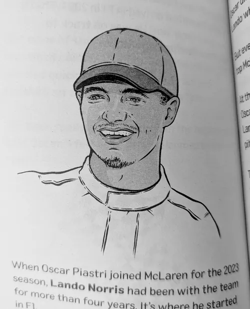 Black and white portrait of Lando Norris wearing a cap by Cat Sims