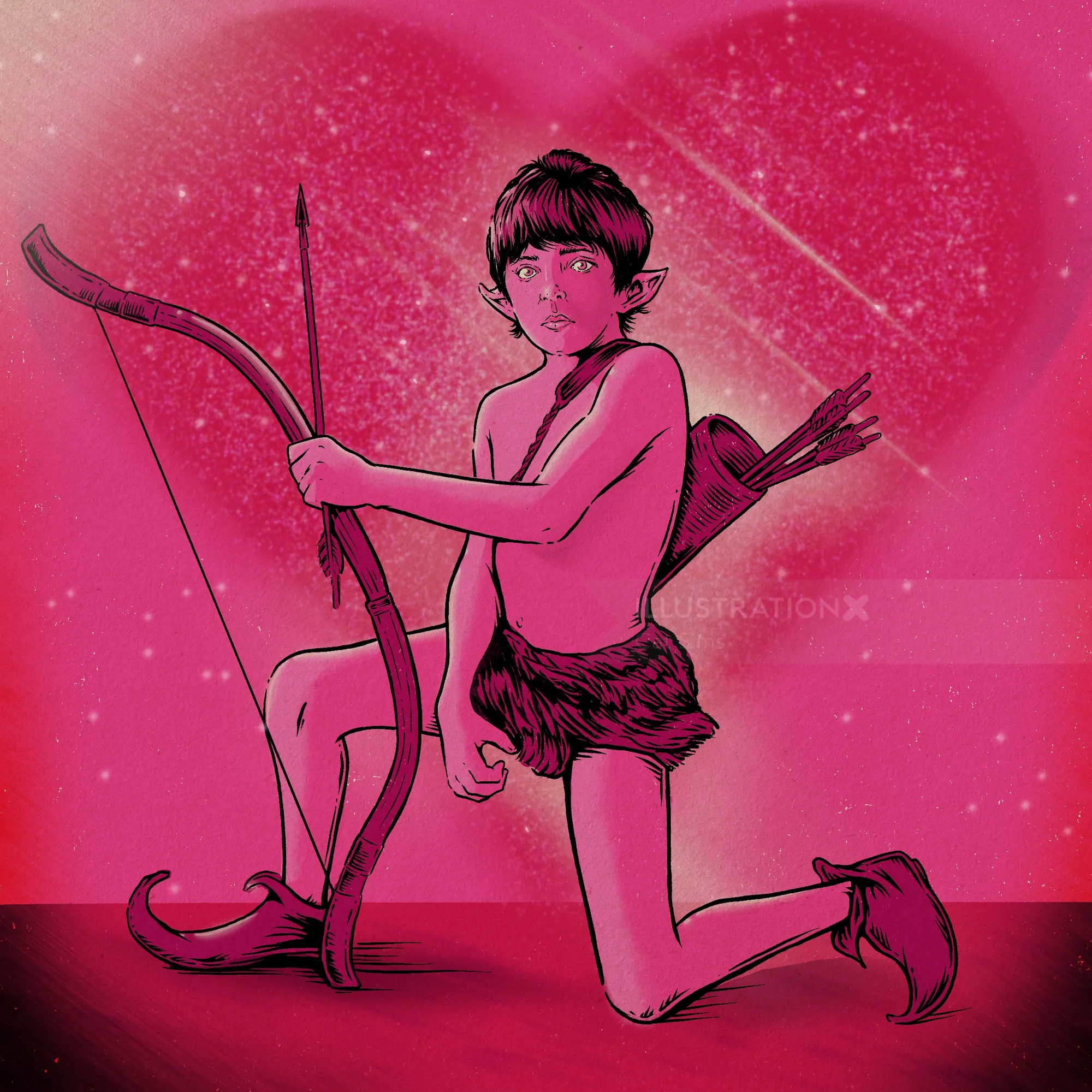 Valentine's Day illustration featuring Gump from the movie Legend by Cat Sims