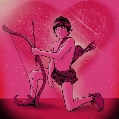 Valentine's Day illustration featuring Gump from the movie Legend by Cat Sims