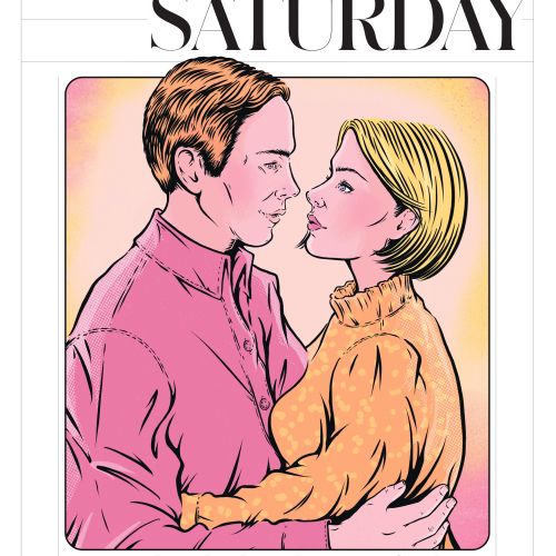 Romantic couple embracing closely, by Cat Sims