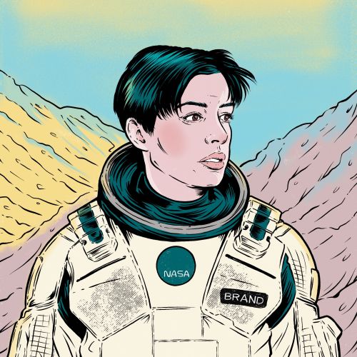 Cat Sims Illustration von Anne Hathaway als Astronautin