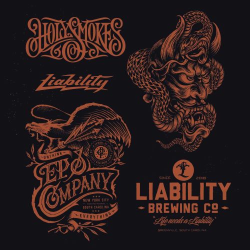 lettering designs for Liability Brewing Co