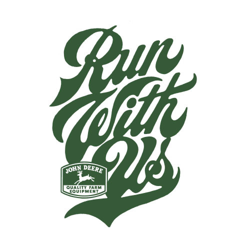 tipografía para John Deere basada en su nueva cita &quot;Run With Us&quot;