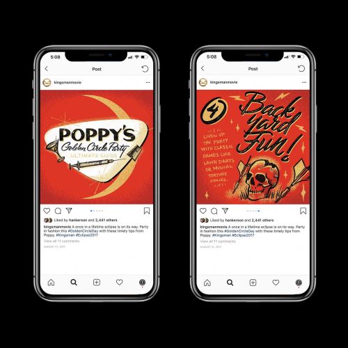 Social Media invites for Poppy's Golden Circle Party hand lettering logo 