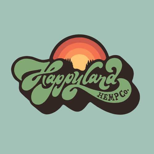 Logo de lettrage à la main de la marque Wordmark pour Happy land Hemp co