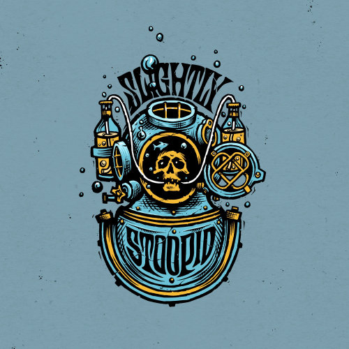 Slightly Stoopid Logo Design diving diver beer bottle 