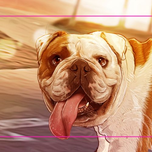 Artwork depicting a Bulldog