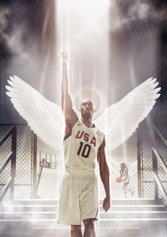 アメリカのバスケットボール選手、コービー・ブライアント・グレイのイラスト