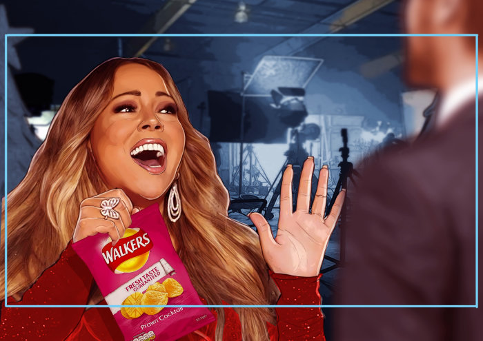 Depiction of Mariah Carey for Walkers Adv