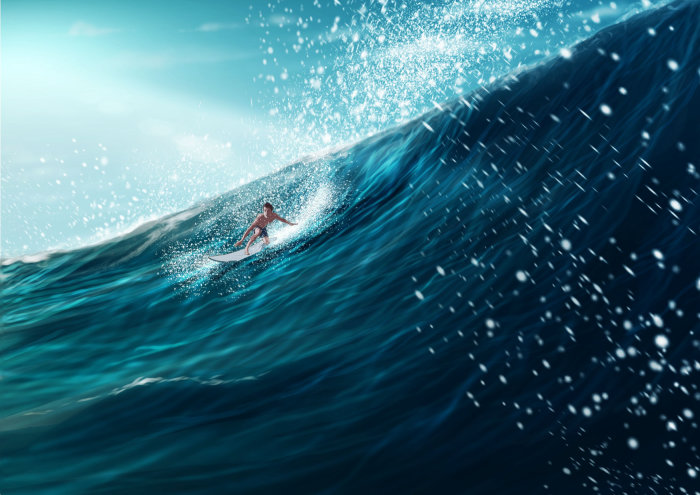Surfing illustration by Charlie Hayward