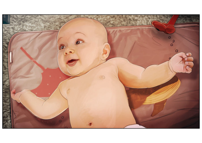 Realistic portrait of an infant baby