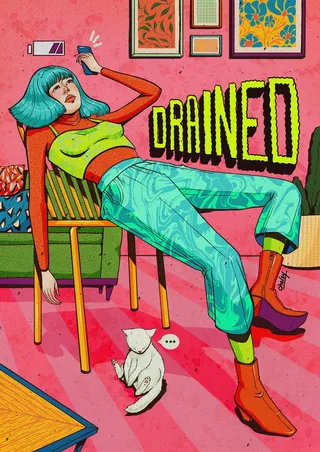 Book cover illustration of "Drained", 2022