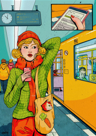 História em quadrinhos sobre um viajante de trem