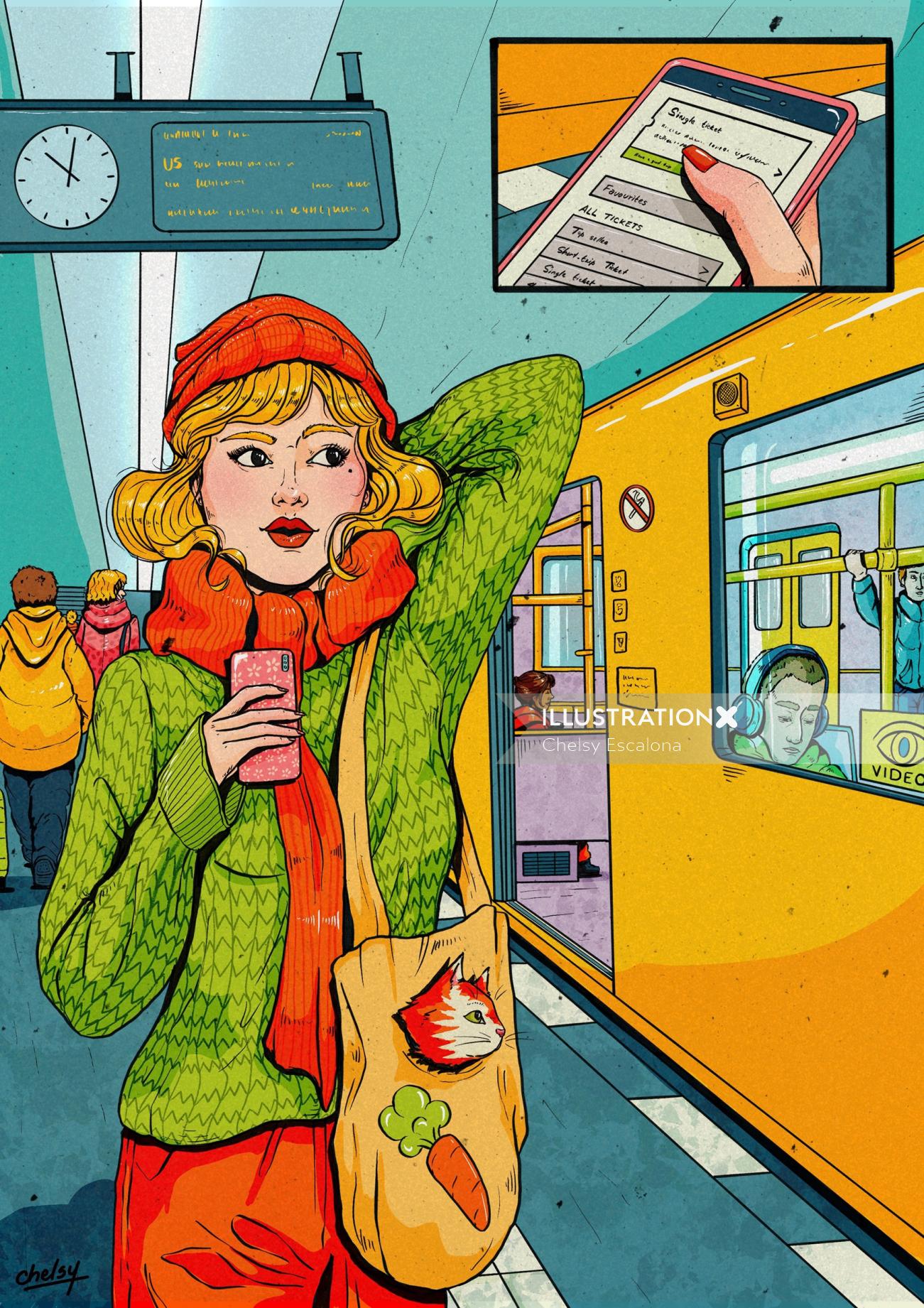 Comic strip about a train traveler